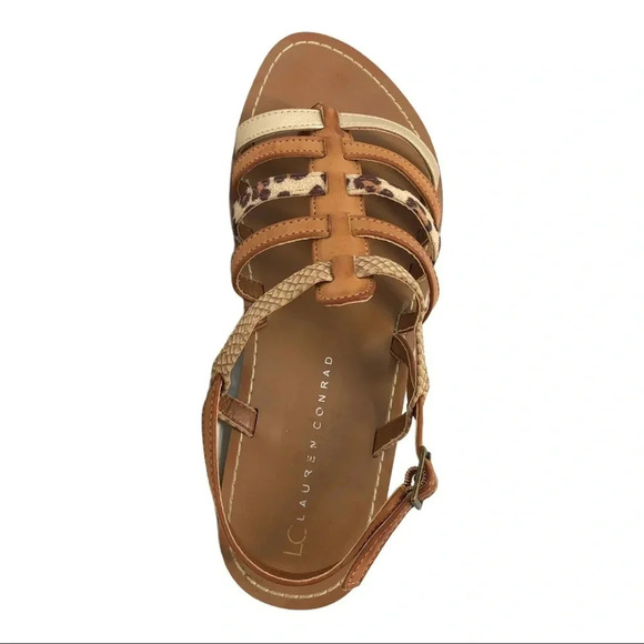 LAUREN CONRAD Tristan Multi Flat Boho Thong Animal Print Lattice Sandals - Picture 3 of 6